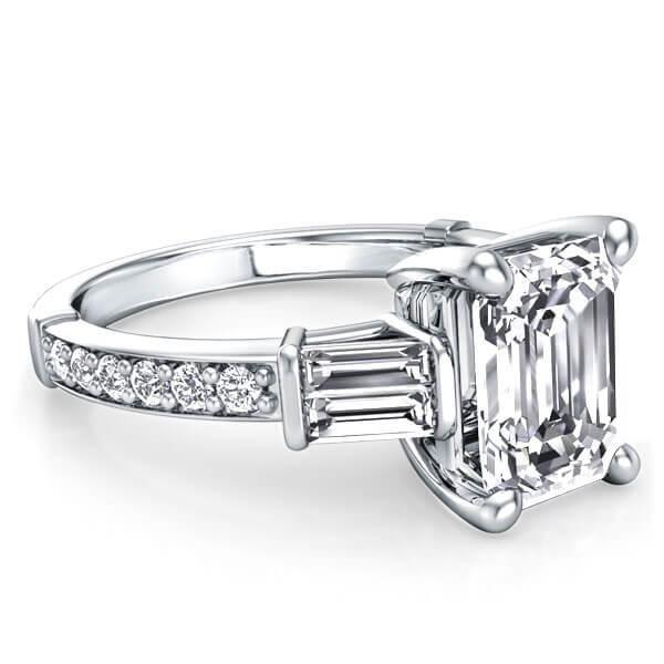 Five Stone White Sapphire Bridal Set - Sterling Silver Engagement Ring