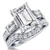 Five Stone White Sapphire Bridal Set - Sterling Silver Engagement Ring