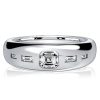 0.63 CT. TW. 5 Stone Asscher Cut Baguette Wedding Band in Rhodium Plated Sterling Silver