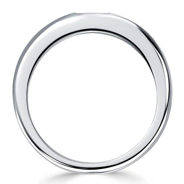 0.63 CT. TW. 5 Stone Asscher Cut Baguette Wedding Band in Rhodium Plated Sterling Silver