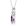 Teardrop Pear Cut Amethyst Pendant Necklace in Rhodium Plated 925 Sterling Silver