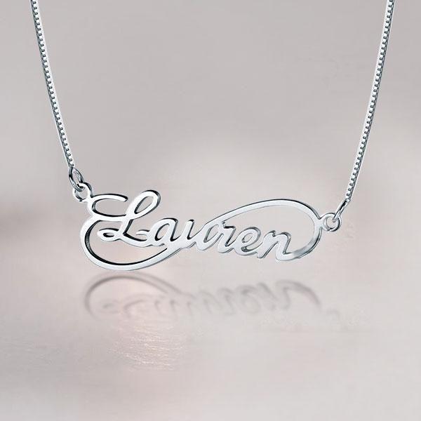 Personalized Infinity Name Necklace - Sterling Silver Custom Love Jewelry