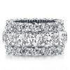 Eternity Wedding Band: Triple Row Cushion Cut White Sapphire in Sterling Silver