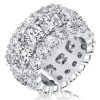 Eternity Wedding Band: Triple Row Cushion Cut White Sapphire in Sterling Silver