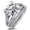 925 Sterling Silver Wedding Ring Set - Engagement & Promise Rings for Couples