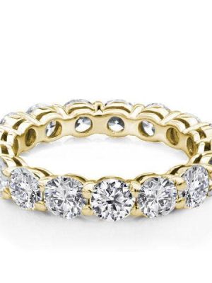 Golden Eternity Created White Sapphire Wedding Band - 18K Gold Plated Sterling Silver