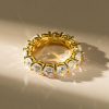 Golden Eternity Created White Sapphire Wedding Band - 18K Gold Plated Sterling Silver