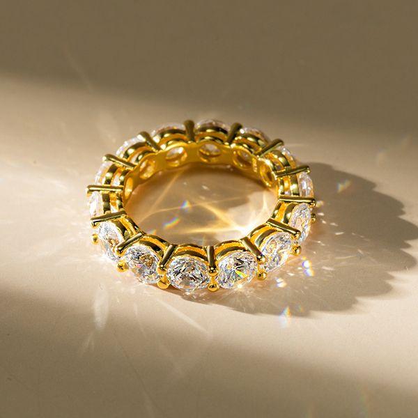 Golden Eternity Created White Sapphire Wedding Band - 18K Gold Plated Sterling Silver