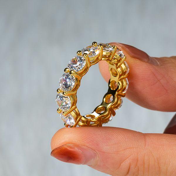 Golden Eternity Created White Sapphire Wedding Band - 18K Gold Plated Sterling Silver