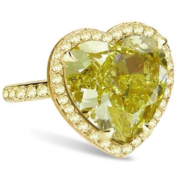 Halo Heart Engagement Ring, 13.27 CT. Center Stone, 18K Gold Plated Sterling Silver