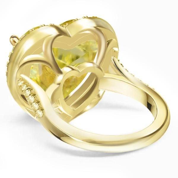 Halo Heart Engagement Ring, 13.27 CT. Center Stone, 18K Gold Plated Sterling Silver