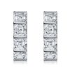 Asscher Cut Sterling Silver Hoop Earrings - Bar Setting