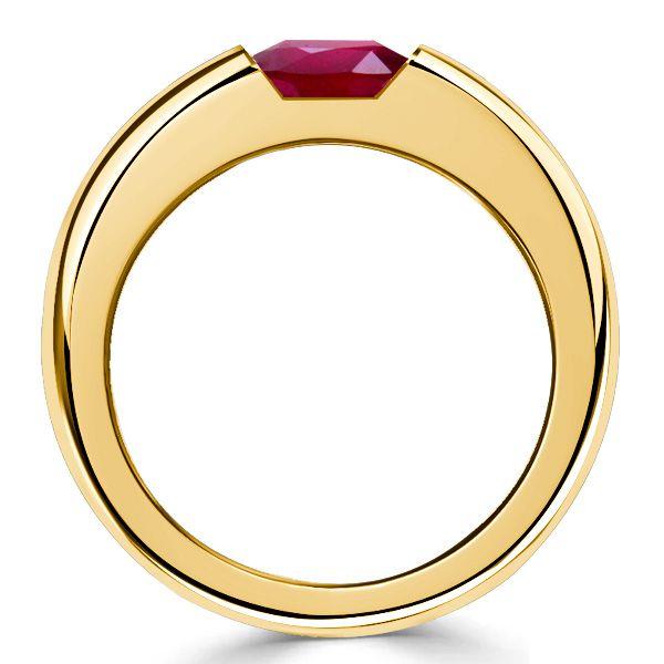 18K Gold Plated Sterling Silver Oval Ruby Three Stone Ring