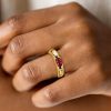 18K Gold Plated Sterling Silver Oval Ruby Three Stone Ring