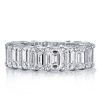 Round and Baguette Simulated Diamond Wedding Band in Sterling Silver