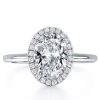 Hidden Halo Oval Cut Engagement Ring - 925 Sterling Silver, 3.00 CT Center Stone
