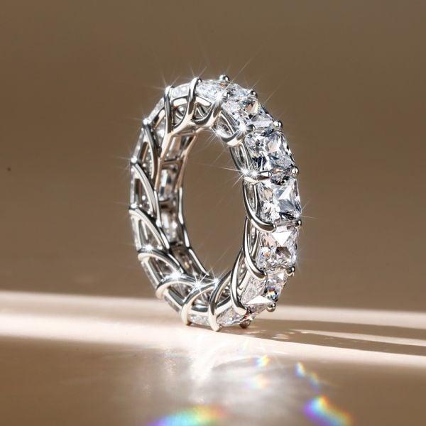 9.00 CT. TW. Princess Cut Eternity Band in Sterling Silver with White Sapphire