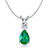 Teardrop Emerald and Sapphire Necklace in Sterling Silver with Rhodium Finish