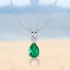 Teardrop Emerald and Sapphire Necklace in Sterling Silver with Rhodium Finish