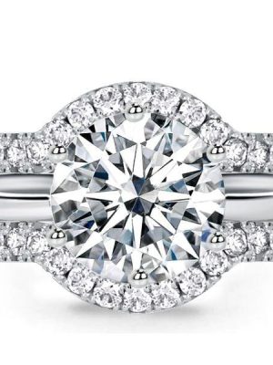 3-Piece Classic Solitaire Created White Sapphire Wedding Set in Sterling Silver