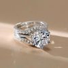 3-Piece Classic Solitaire Created White Sapphire Wedding Set in Sterling Silver