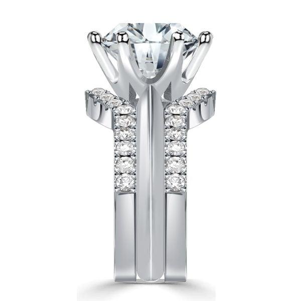 3-Piece Classic Solitaire Created White Sapphire Wedding Set in Sterling Silver