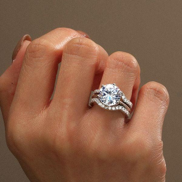 3-Piece Classic Solitaire Created White Sapphire Wedding Set in Sterling Silver