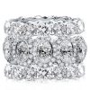 Triple Row Created White Sapphire Sterling Silver Stackable Band Ring Set