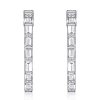 Sterling Silver White Baguette Hoop Earrings for Women