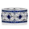 Blue Sapphire Eternity Band - Marquise & Princess Cut - Sterling Silver