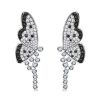 Sterling Silver Dancing Butterfly Dangle Earrings - Black & White Bridal Chandelier