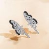 Sterling Silver Dancing Butterfly Dangle Earrings - Black & White Bridal Chandelier