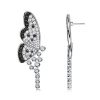 Sterling Silver Dancing Butterfly Dangle Earrings - Black & White Bridal Chandelier