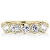 Golden Round Cut Half Eternity Five Stone Wedding Band - 18K Gold Plated Sterling Silver