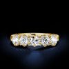 Golden Round Cut Half Eternity Five Stone Wedding Band - 18K Gold Plated Sterling Silver