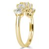 Golden Round Cut Half Eternity Five Stone Wedding Band - 18K Gold Plated Sterling Silver