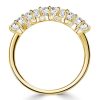 Golden Round Cut Half Eternity Five Stone Wedding Band - 18K Gold Plated Sterling Silver