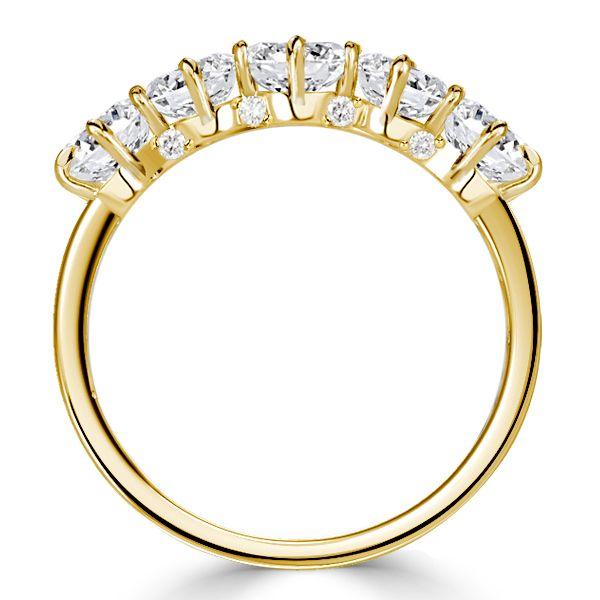 Golden Round Cut Half Eternity Five Stone Wedding Band - 18K Gold Plated Sterling Silver