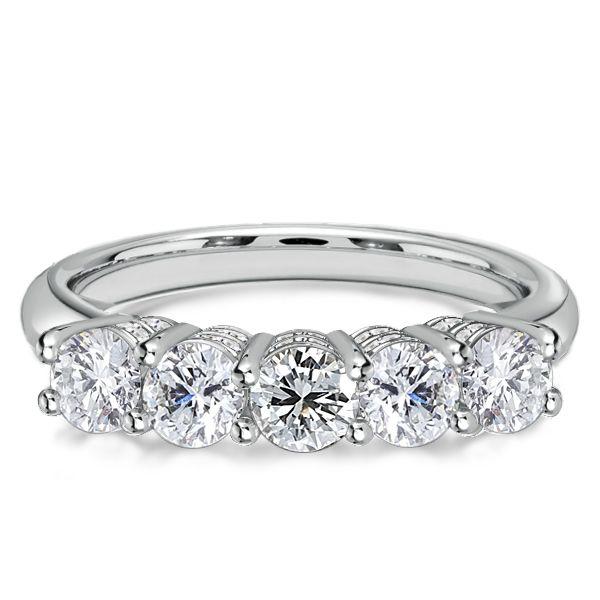 White Sapphire Half Eternity Wedding Band - 925 Sterling Silver