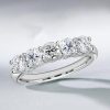 White Sapphire Half Eternity Wedding Band - 925 Sterling Silver