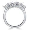 White Sapphire Half Eternity Wedding Band - 925 Sterling Silver