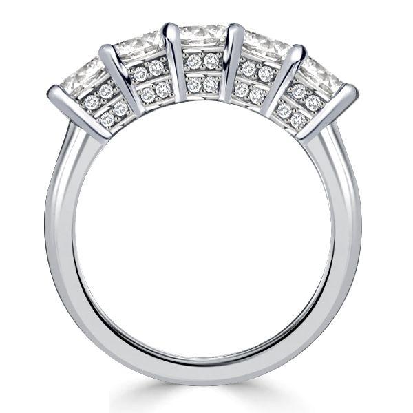 White Sapphire Half Eternity Wedding Band - 925 Sterling Silver