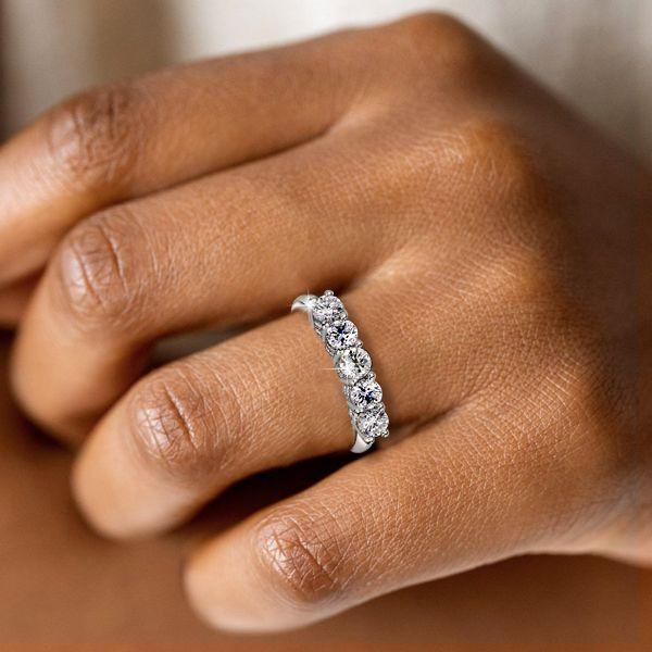 White Sapphire Half Eternity Wedding Band - 925 Sterling Silver