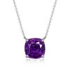 Amethyst Necklace, Cushion Cut Solitaire Pendant, Sterling Silver - [Choose Your Length]