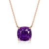 Amethyst Necklace, Cushion Cut Solitaire Pendant, Sterling Silver - [Choose Your Length]