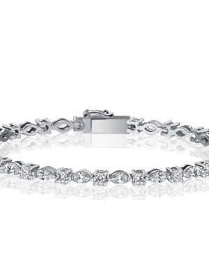 Marquise & Round Cut Cubic Zirconia Tennis Bracelet - 925 Sterling Silver Wedding Bracelet