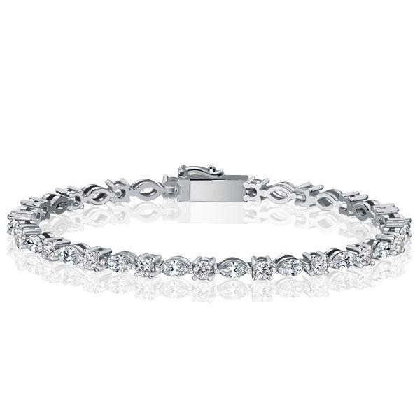 Marquise & Round Cut Cubic Zirconia Tennis Bracelet - 925 Sterling Silver Wedding Bracelet