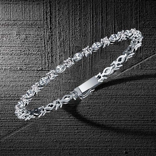 Marquise & Round Cut Cubic Zirconia Tennis Bracelet - 925 Sterling Silver Wedding Bracelet