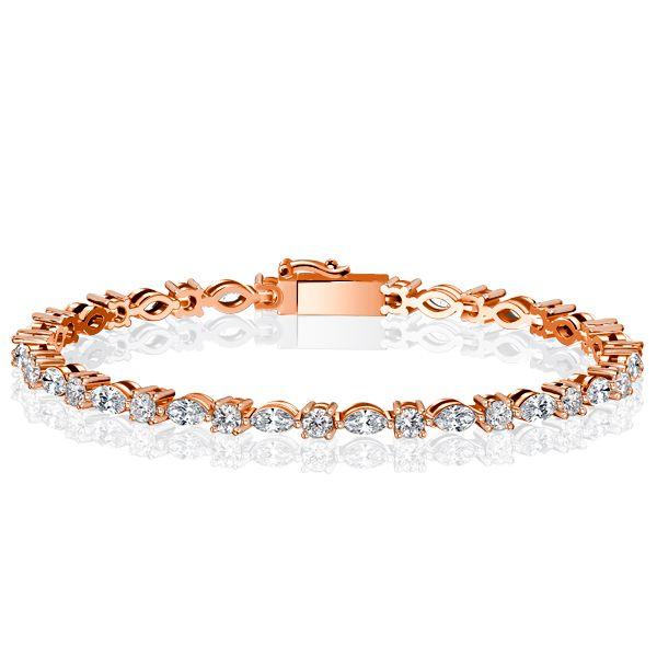 Marquise & Round Cut Cubic Zirconia Tennis Bracelet - 925 Sterling Silver Wedding Bracelet