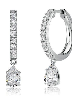 Pear Drop Hoop Earrings for Women - 925 Sterling Silver, Available in Multiple Finishes